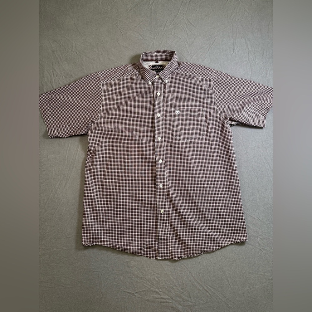 Ariat Pro Series Men's Red Checkered Button Down Shirt Size Large